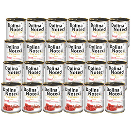 Mokra karma dla psa alergika Dolina Noteci Premium Pure bogata w wołowinę z ryżem brązowym zestaw 24 x 400 g