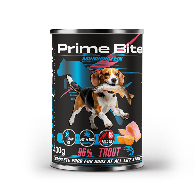 Game Dog Prime Bite Karma mokra dla psa Pstrąg z batatem 400 g