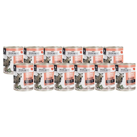 Wiejska Zagroda mokra karma monobiałkowa dla psa jagnięcina dla szczeniąt zestaw 12 x 800 g