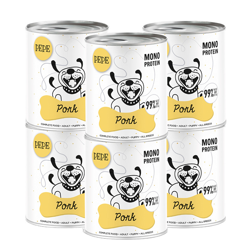 Paka Zwierzaka PEPE Pork Karma mokra dla psa wieprzowina zestaw 6 x 800 g