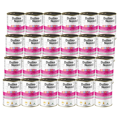 Mokra karma dla psa junior Dolina Noteci Premium bogata w serca z indyka 400 g