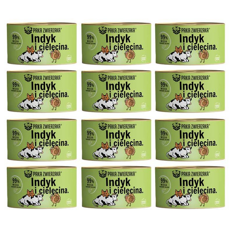 Paka Zwierzaka Karma mokra dla kota Indyk z cielęciną zestaw 12 x 200 g