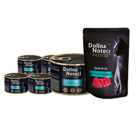 Mokra karma dla kota filet z tuńczyka Dolina Noteci Premium zestaw 12 x 185 g + danie z tuńczyka 85 g gratis