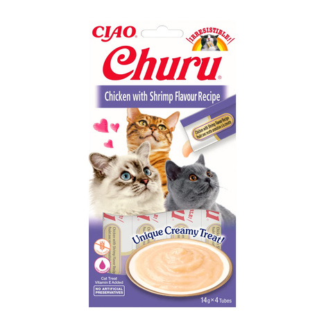 Inaba Churu Kremowy przysmak dla kota o smaku kurczaka z krewetkami 4 x 14 g