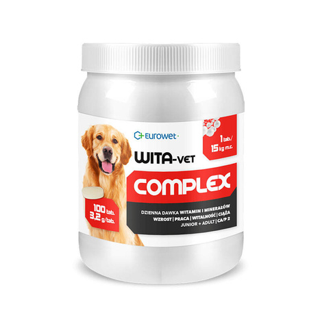 Eurowet Wita-Vet Complex Zestaw witamin dla psów ciężarnych suk i szczeniąt 100 tabletek