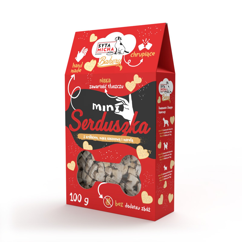 Syta Micha Bakery Mini serduszka z królikiem ciastka dla psa 100 g