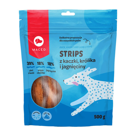 Maced Strips z kaczki, królika i jagnięciny przysmak dla psa 500 g