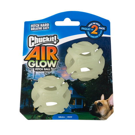 Pet Supplies Chuckit! Max Glow Air Fetch Piłka świecąca w ciemności zabawka dla psa small 5 cm 2 szt.