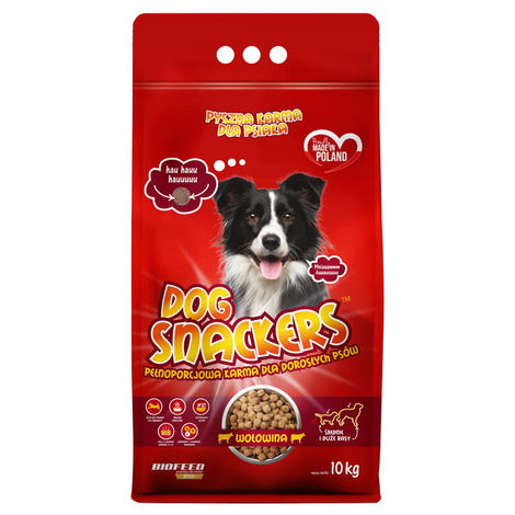 Biofeed Dog Snackers Karma sucha dla psa z wołowiną średnie i duże rasy 10 kg