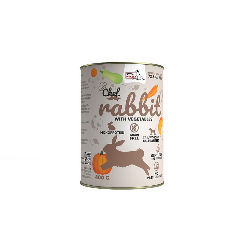 Syta Micha karma mokra dla psa CHEF królik z warzywami 400 g