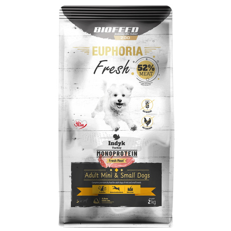 Biofeed Euphoria Fresh Turkey Monoprotein Karma sucha dla psów z indykiem mini i małe rasy 2 kg