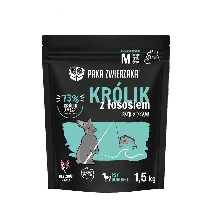 Paka Zwierzaka Karma sucha dla psa Seventh Heaven Królik z łososiem M 1,5 kg
