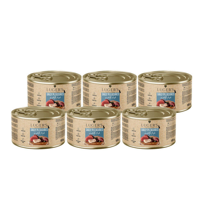 Karma mokra dla kota Luger's Daily Pleasures z białą rybą zestaw 6 x 185 g