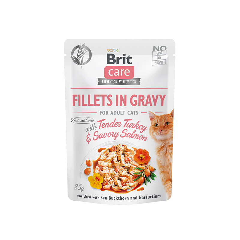 Brit Care Mokra Karma dla kota filety z indyka i łososia w sosie 85 g