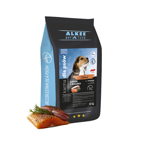 ALKEE Karma sucha dla psa szczeniaka Łosoś i kaczka 12 kg