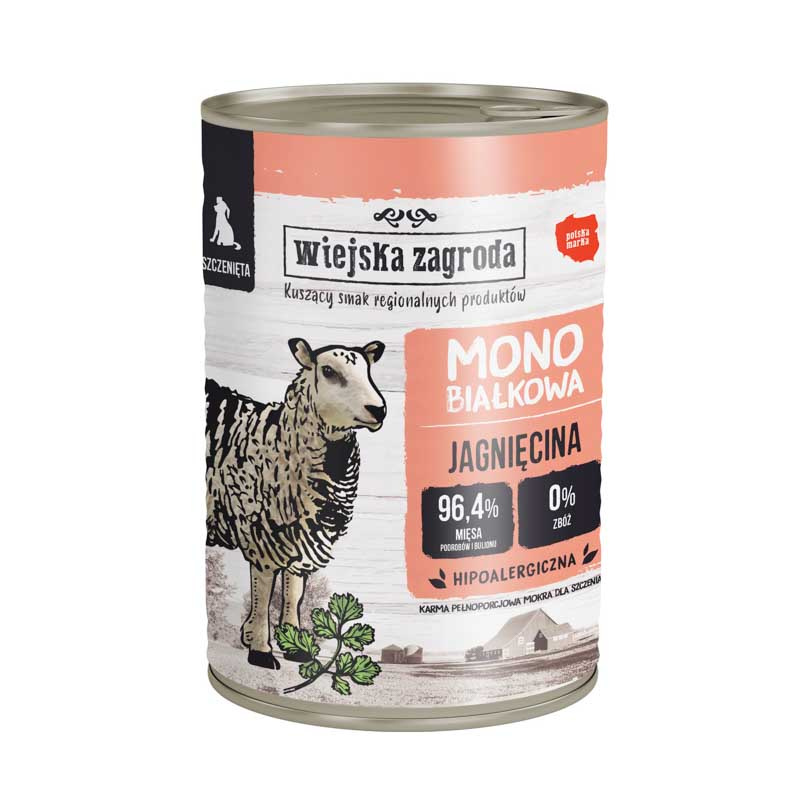 Wiejska Zagroda mokra karma Monoproteinowa dla psa jagnięcina dla szczeniąt 400 g