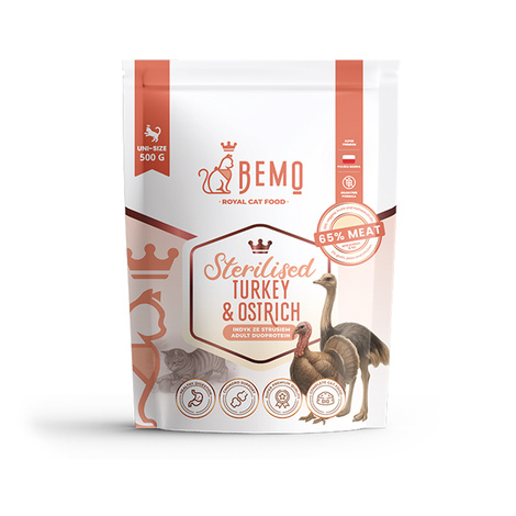 Bemo Cat Sterilised Turkey & Ostrich – karma sucha dla kota z indykiem i strusiem 500 g