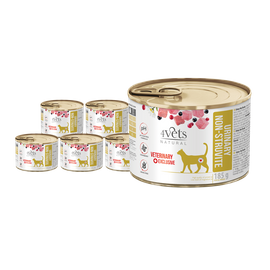 Mokra karma weterynaryjna dla kota ze schorzeniami dróg moczowych 4Vets Natural Urinary Non-struvite zestaw 6 x 185 g