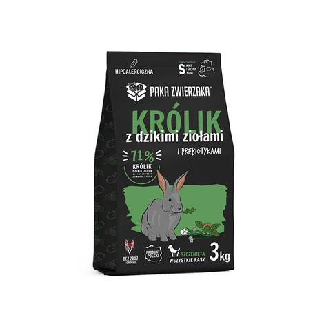 Paka Zwierzaka karma sucha dla psa królik z dzikimi ziołami Puppy 3 kg