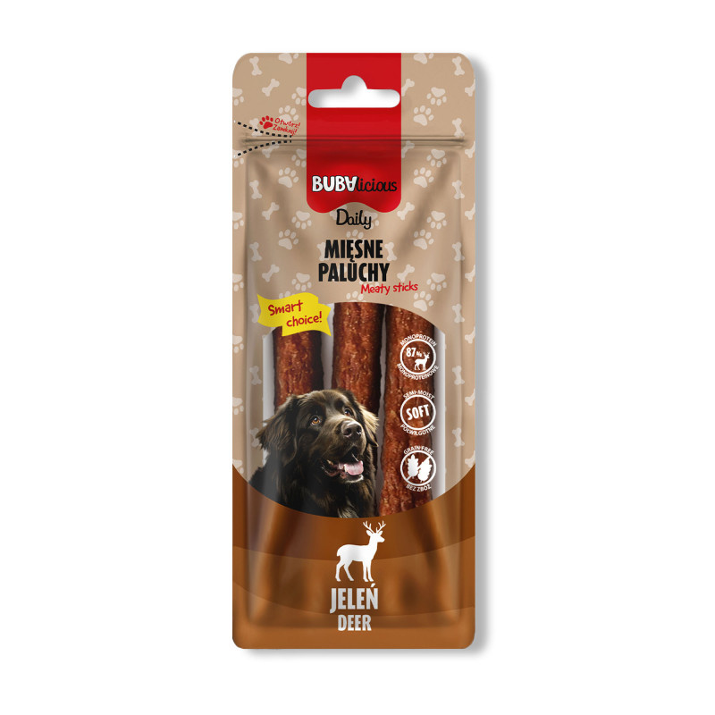 BUBAlicious Daily przysmak dla psa jeleń paluchy 3 szt. 90 g
