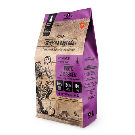 Wiejska Zagroda Sucha karma indyk z jabłkiem dla szczeniąt 9 kg