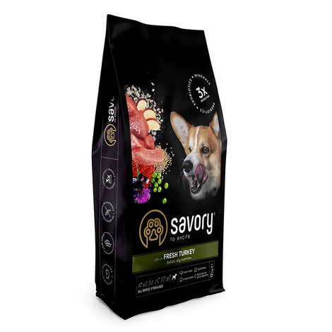 Savory Dog All Breeds Sterilised Fresh Turkey karma sucha dla psa po sterylizacji indyk 12 kg