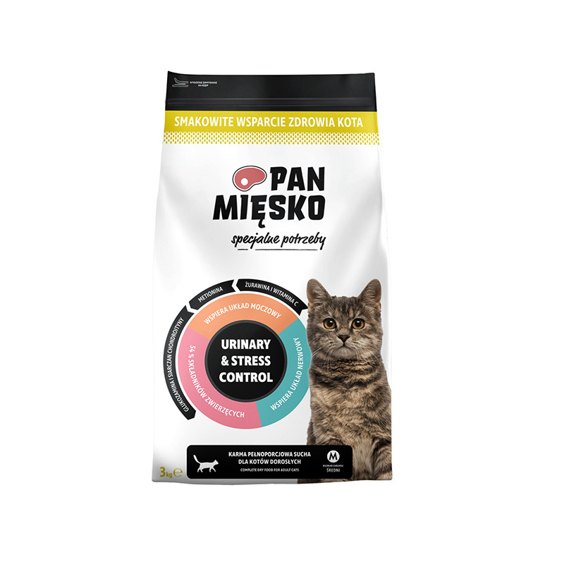 Pan Mięsko Urinary & Stress Control karma sucha dla kota na specjalne potrzeby 3 kg