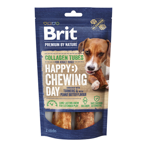 Brit Premium Collagen Tubes Kolagenowe rurki dla psa przysmak z masłem orzechowym i kurkumą 12cm/2 szt