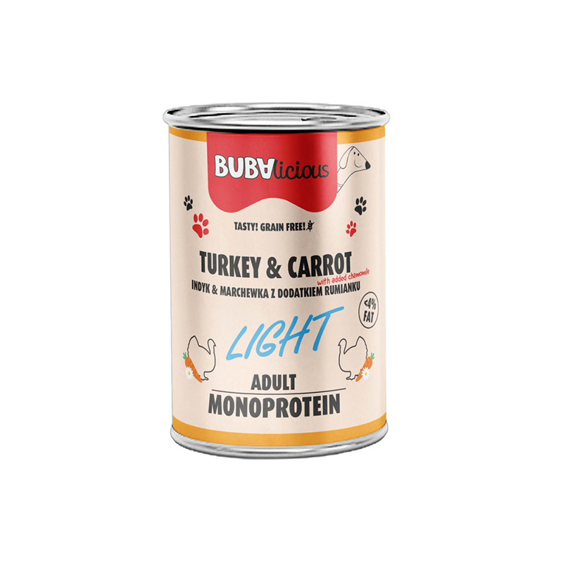 BUBAlicious mokra karma dla psa LIGHT indyk 400 g