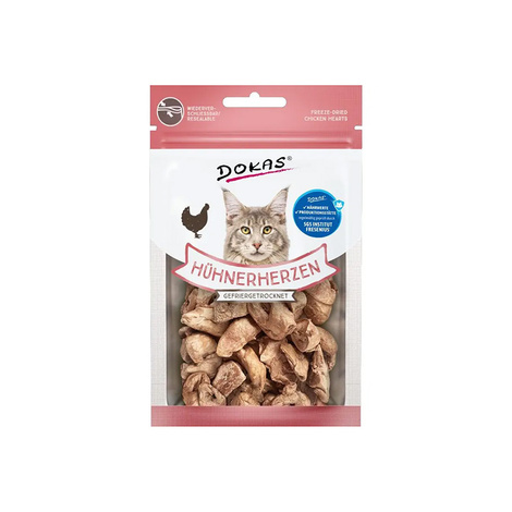 Dokas Przysmak dla kota liofilizowane serca drobiowe 15 g
