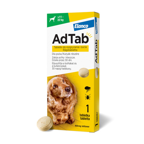Elanco AdTab Tabletka na pchły i kleszcze dla psa 11 - 22 kg 1 tabletka