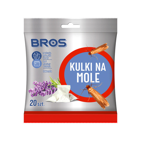 Bros Kulki na mole odzieżowe zapach lawendowy 20 szt.