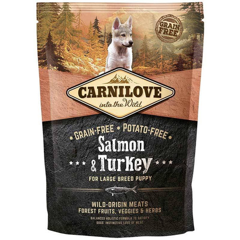 Carnilove Łosoś i Indyk For Large Breed Puppies karma sucha dla psa 1,5 kg
