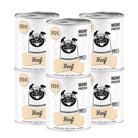 Paka Zwierzaka PEPE Beef Karma mokra dla psa wołowina zestaw 6 x 800 g