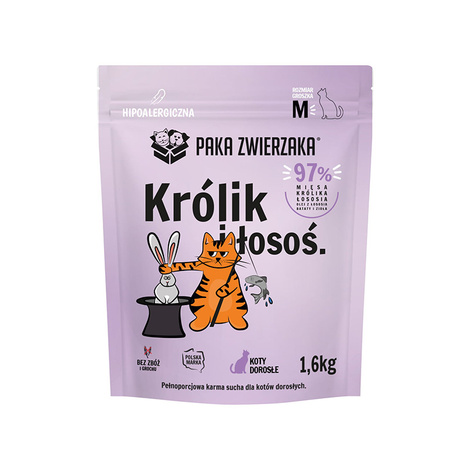 Paka Zwierzaka karma sucha dla kota królik i łosoś M 1,6 kg