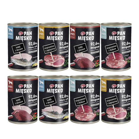 Pan Mięsko karma mokra dla psa mix smaków 8 x 400 g