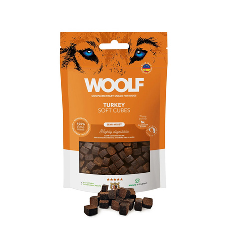 Woolf Soft Cubes Turkey monoprotein Przysmak dla psa kosteczki z indyka 100 g
