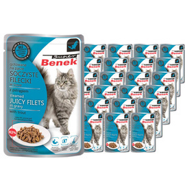 Super Benek Fileciki dla kota w sosie z pstrągiem karma mokra zestaw 24 x 85 g