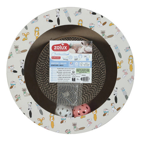 Zolux Chatouille Drapak dla kota okrągły z piłkami i kocimiętką 30 cm