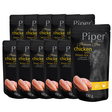 Mokra karma dla psa Piper Platinum Pure kurczak z ryżem zestaw 10 x 150 g + Piper Platinum Pure kurczak z ryżem 150 g gratis