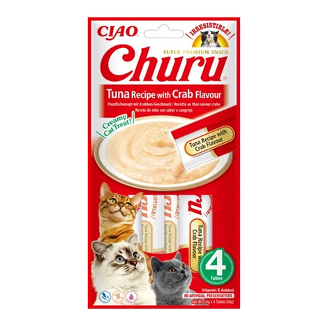 Inaba Churu Kremowy przysmak dla kota o smaku tuńczyka z krabem 4 x 14 g