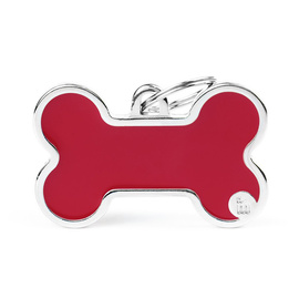 Zawieszka Adresówka Identyfikator z grawerem dla psa i kota kość czerwona z obramówką XL