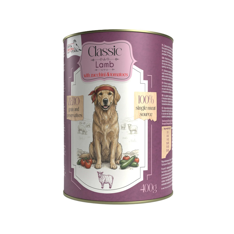 Syta Micha Classic Mokra karma dla psa jagnięcina z cukinią 400 g