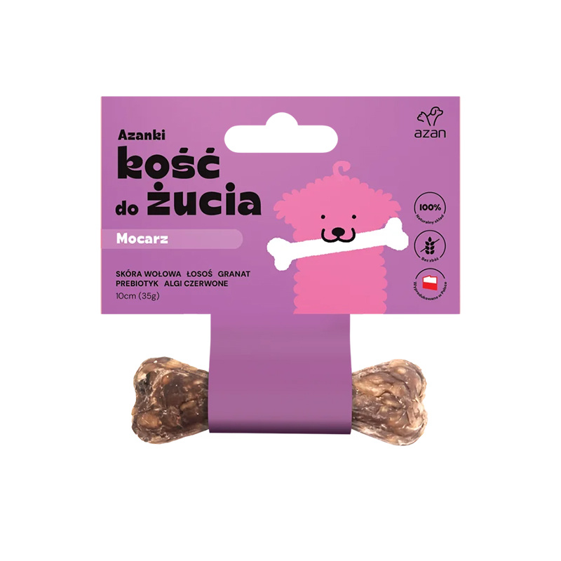 Azanki Kość do żucia MOCARZ z łososiem, granatem i prebiotykiem dla szczeniąt 10 cm