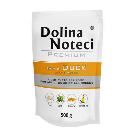 Mokra karma dla psa Dolina Noteci Premium bogata w kaczkę z dynią saszetka 500 g