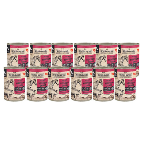 Wiejska Zagroda wieprzowina z koniną karma mokra dla dorosłego psa 12 x 400 g