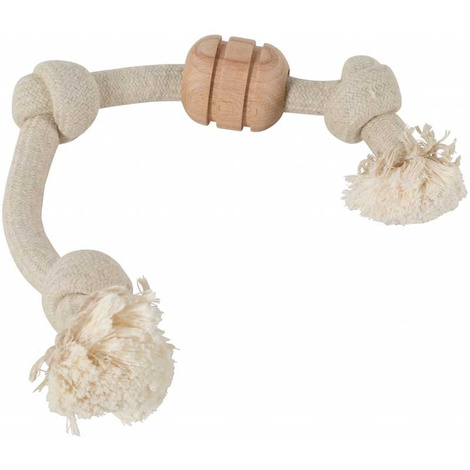 Zolux Wild Mix Zabawka szarpak dla psa sznur z węzłami z drewnianym krążkiem