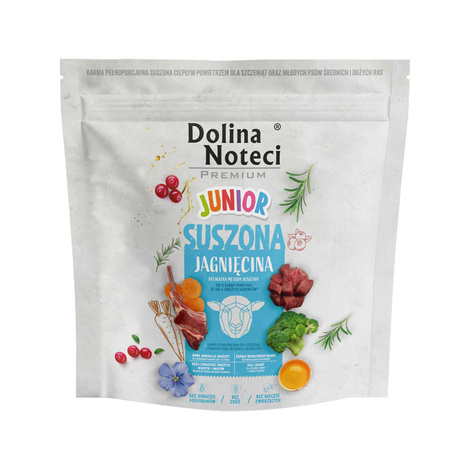 Karma suszona dla psa Dolina Noteci Premium junior jagnięcina 1 kg