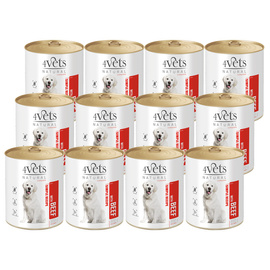 Mokra karma 4Vets Natural dla psa z wołowiną zestaw 12 x 800 g