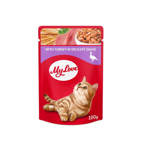 MY LOVE ADULT Mokra karma dla kota saszetka indyk w sosie 100 g